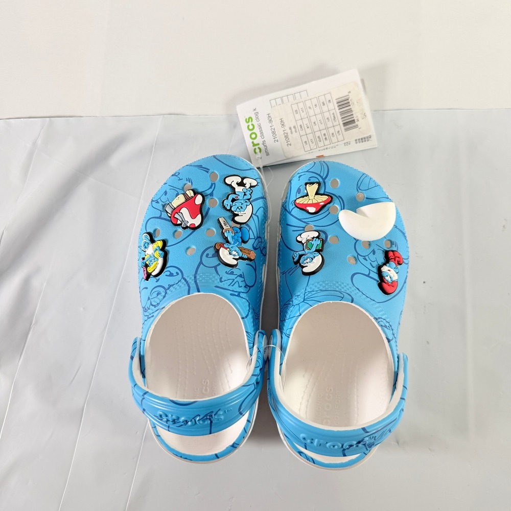 Crocs Kids Smurfs‎ Classic Clog Blue Multi Color Custom Jibbitz Size C11 New